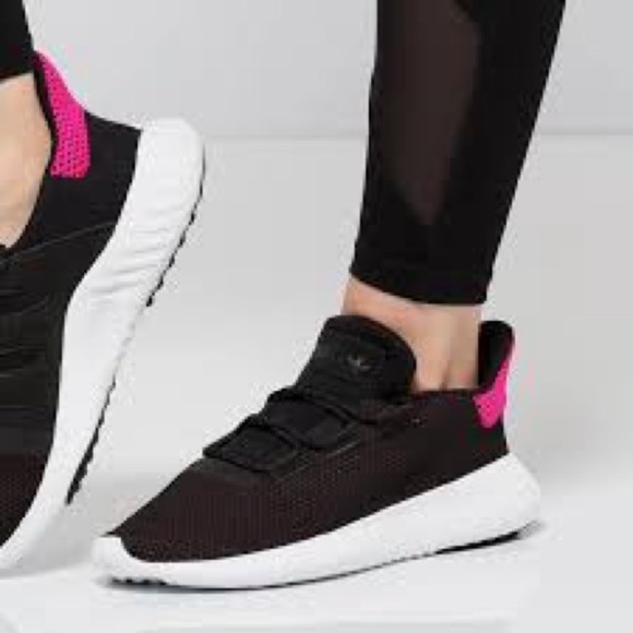 (H5) Adidas Tubular Dusk Women's Running Shoes, Size 9, Black/Pink - Picture 1 of 13